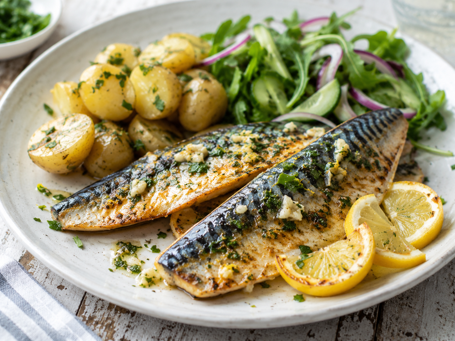 Easy Pan-Fried Cornish Mackerel with Lemon, Garlic & Herbs